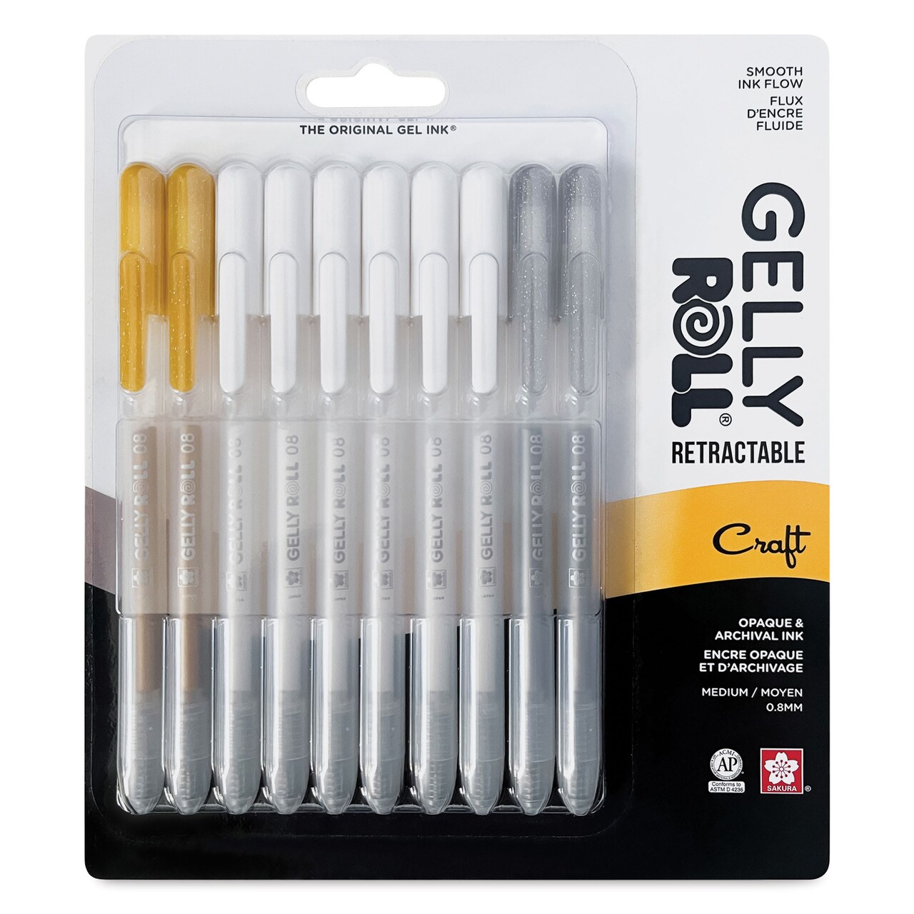 Sakura Gelly Roll Retractable Craft Pens - Assorted, Medium Tip, Set of 10